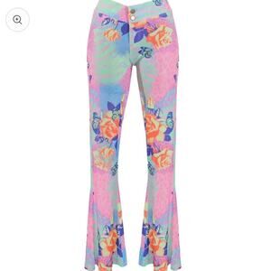 New Elsie & Fred Y2K flared pants Low rise bootcut colorful festival trouser XS